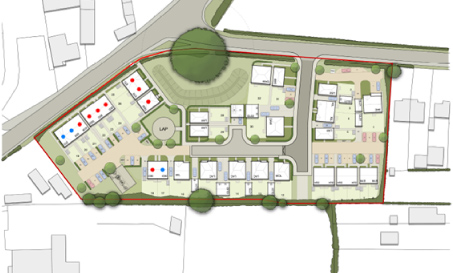 A site map pf the development at Down Hatherley in Gloucester