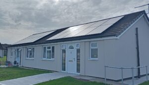 A bungalow with solar panels